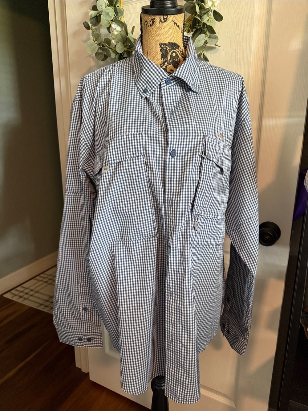 Men's Dagon Blue Gingham Button-Up Fishing Shirt